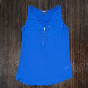 Express Women's Royal Blue Zip-Front Tank Top
